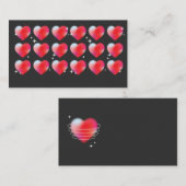 Rode harten in een rij, mooie romantische hartritm visitekaartje (Voorkant / Achterkant)