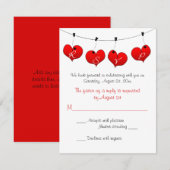 Rode harten in liefde Huwelijk RSVP-kaart Kaart (Voorkant / Achterkant)