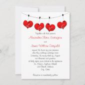 Rode harten in liefdesbruiloft-uitnodiging kaart (Voorkant)