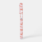 Rode harten in roze achtergrond met naam initiaal iPhone hoesje (Linkerkant)