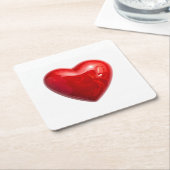 Rode harten kartonnen onderzetters (Schuin)