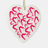 Rode harten keramische kerst ornament (Rechts)