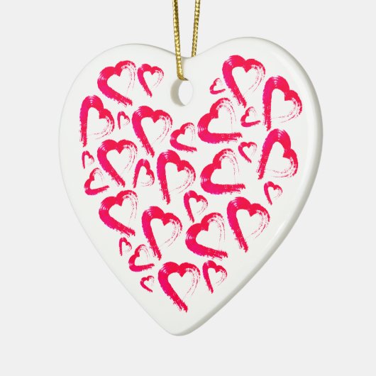 Rode harten keramische kerst ornament (Links)