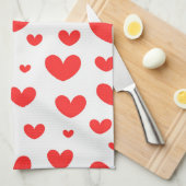 Rode harten Keukenhanddoeken (Quarter Fold)