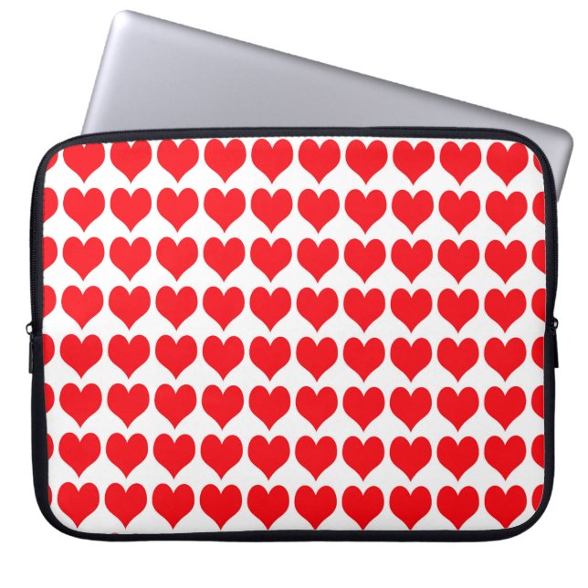 Rode harten laptop sleeve (Voorkant)