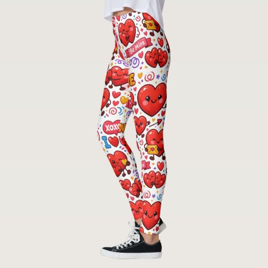 Rode Harten Liefde Abstract Leggings (Links)