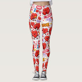 Rode Harten Liefde Abstract Leggings (Voorkant)
