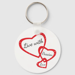 Rode Harten Liefde, Attitude, Motiverende Spreuk Sleutelhanger