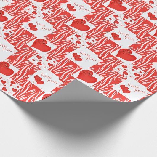 Rode harten, liefde. cadeaupapier (Hoek)