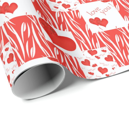 Rode harten, liefde. cadeaupapier (Rol Hoek)