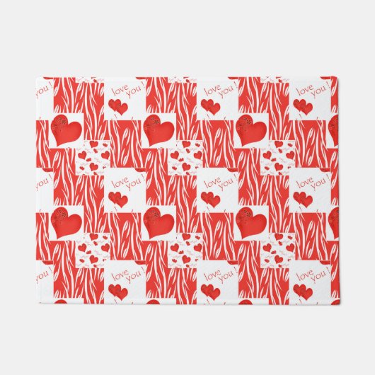 Rode harten, liefde. deurmat (Voorkant)