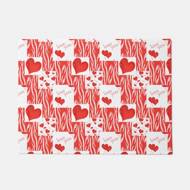 Rode harten, liefde. deurmat (Voorkant)