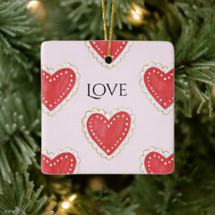 Rode Harten Liefde Keramisch Ornament