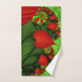 Rode harten limoen groen moderne Abstracte fractal Bad Handdoek (Handdoek)
