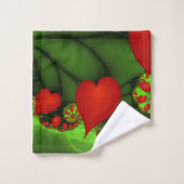 Rode harten limoen groen moderne Abstracte fractal Bad Handdoek (Wasdoekje)