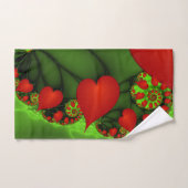 Rode harten limoen groen moderne Abstracte fractal Bad Handdoek (Handdoek)