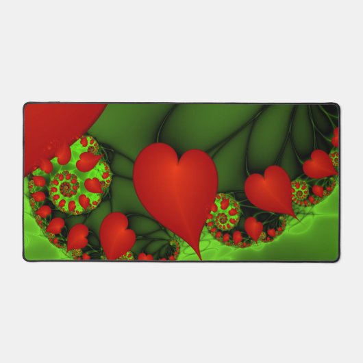 Rode harten limoen groen moderne Abstracte fractal Bureaumat (Voorkant)