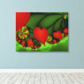 Rode harten limoen groen moderne Abstracte fractal Canvas Afdruk (Insitu (Houten vloer))