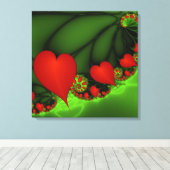 Rode harten limoen groen moderne Abstracte fractal Canvas Afdruk (Insitu (Houten vloer))