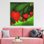 Rode harten limoen groen moderne Abstracte fractal Canvas Afdruk (Insitu (Woonkamer))