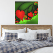 Rode harten limoen groen moderne Abstracte fractal Canvas Afdruk (Insitu (Slaapkamer))
