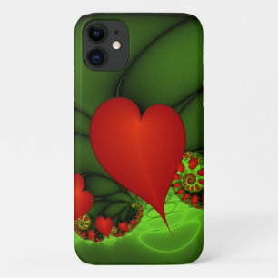 Rode harten limoen groen moderne Abstracte fractal Case-Mate iPhone Case