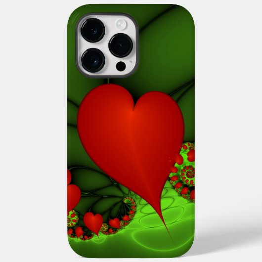 Rode harten limoen groen moderne Abstracte fractal Case-Mate iPhone Case (Achterkant)