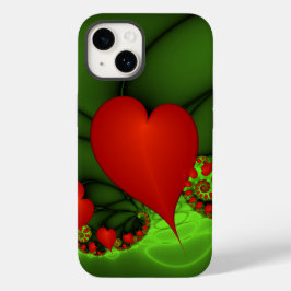 Rode harten limoen groen moderne Abstracte fractal Case-Mate iPhone 14 Hoesje