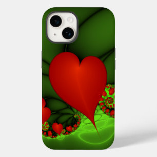 Rode harten limoen groen moderne Abstracte fractal Case-Mate iPhone 14 Hoesje