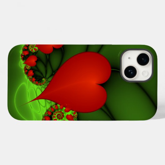 Rode harten limoen groen moderne Abstracte fractal Case-Mate iPhone Case (Achterkant (horizontaal))