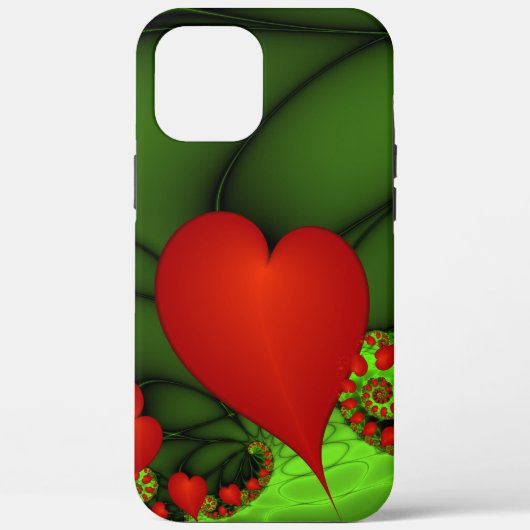 Rode harten limoen groen moderne Abstracte fractal Case-Mate iPhone Case (Achterkant)
