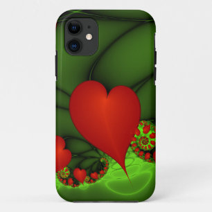 Rode harten limoen groen moderne Abstracte fractal Case-Mate iPhone Case