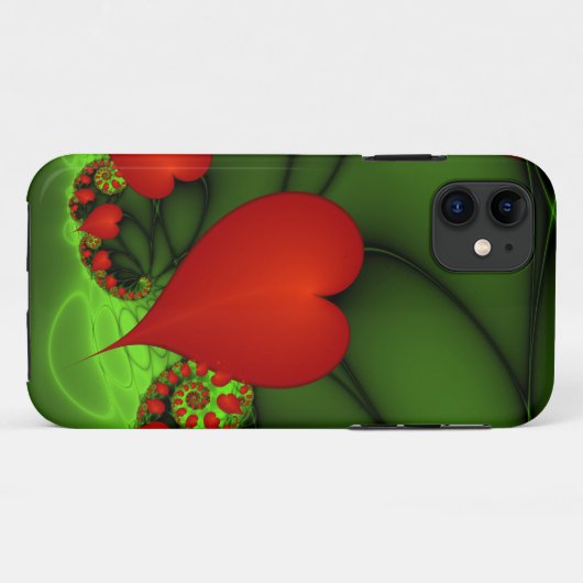 Rode harten limoen groen moderne Abstracte fractal Case-Mate iPhone Case (Achterkant (horizontaal))