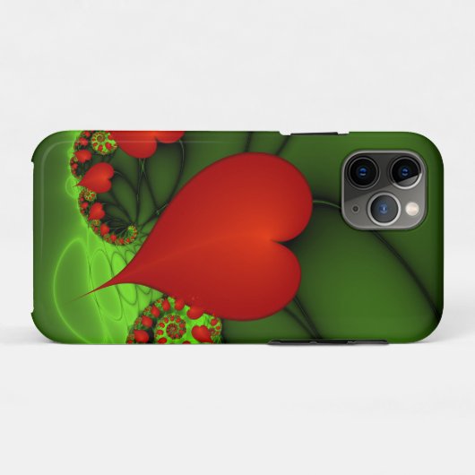 Rode harten limoen groen moderne Abstracte fractal Case-Mate iPhone Case (Achterkant (horizontaal))