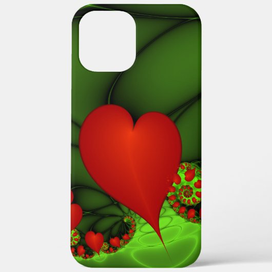 Rode harten limoen groen moderne Abstracte fractal Case-Mate iPhone Case (Achterkant)
