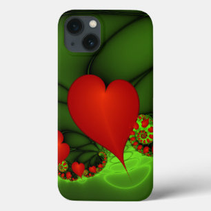 Rode harten limoen groen moderne Abstracte fractal Case-Mate iPhone Case