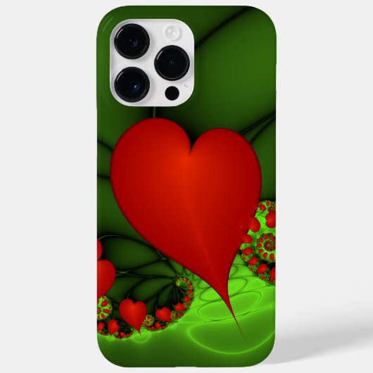 Rode harten limoen groen moderne Abstracte fractal Case-Mate iPhone Case (Achterkant)