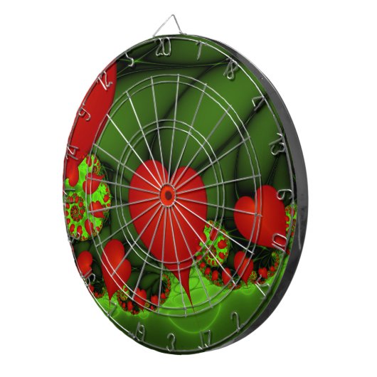 Rode harten limoen groen moderne Abstracte fractal Dartbord (Voorkant Rechts)