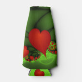 Rode harten limoen groen moderne Abstracte fractal Flesjeskoeler (Voorkant)