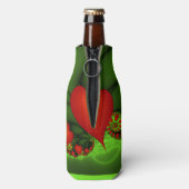 Rode harten limoen groen moderne Abstracte fractal Flesjeskoeler (Fles Achterkant)