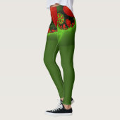 Rode harten limoen groen moderne Abstracte fractal Leggings (Links)