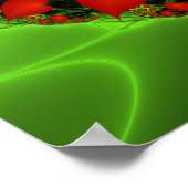 Rode harten limoen groen moderne Abstracte fractal Poster (Hoek)