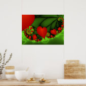 Rode harten limoen groen moderne Abstracte fractal Poster (Keuken)