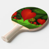 Rode harten limoen groen moderne Abstracte fractal Tafeltennisbatje (Voorkant Gekanteld)