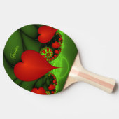 Rode harten limoen groen moderne Abstracte fractal Tafeltennisbatje (Zijkant)