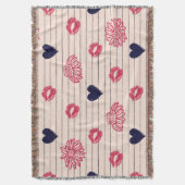 Rode harten, lippen, madeliefjes patroon. deken (Voorkant Verticaal)