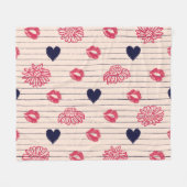 Rode harten, lippen, madeliefjes patroon. fleece deken (Voorkant (Horizontaal))