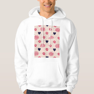 Rode harten, lippen, madeliefjes patroon. hoodie