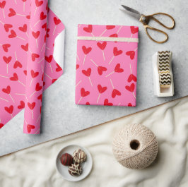 Rode Harten Lolly's Liefde Valentijnsdag Roze Cadeaupapier