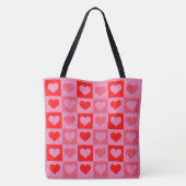 Rode harten met aangepaste gekleurde achtergrond tote bag (Achterkant)
